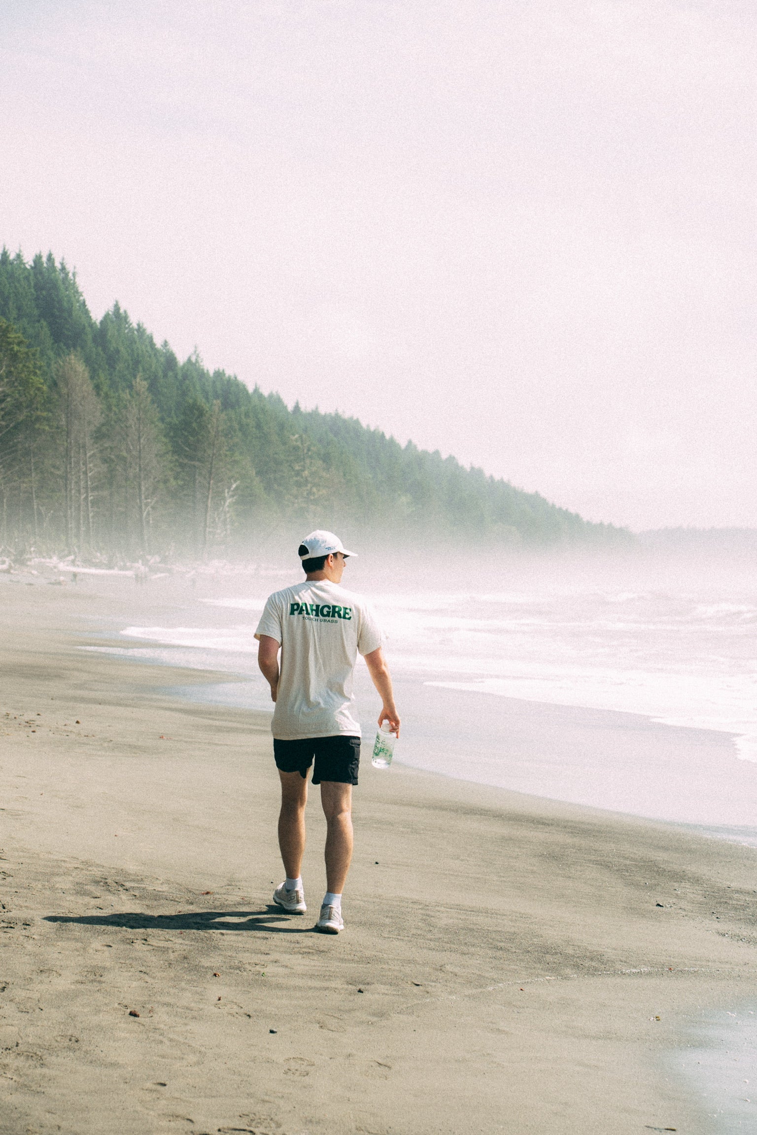 Walking the misty coast in a Pahgre tee